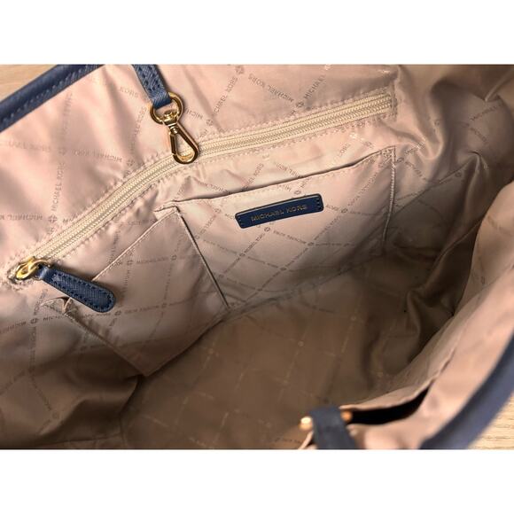 Michael Kors Jet Set Navy Blue Saffiano Tote - Picture 6 of 7